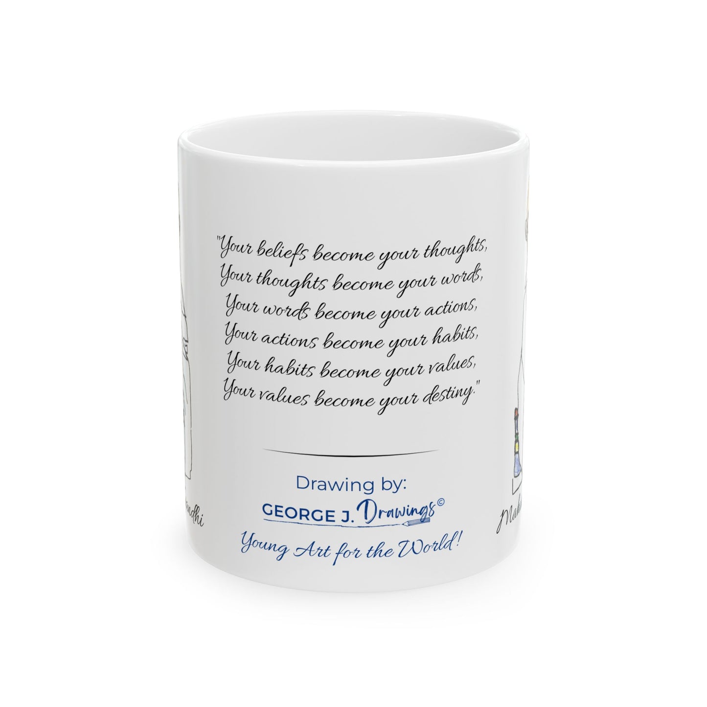 Gandhi - Ceramic Mug - White - 11 oz & 15 oz - (English Version)