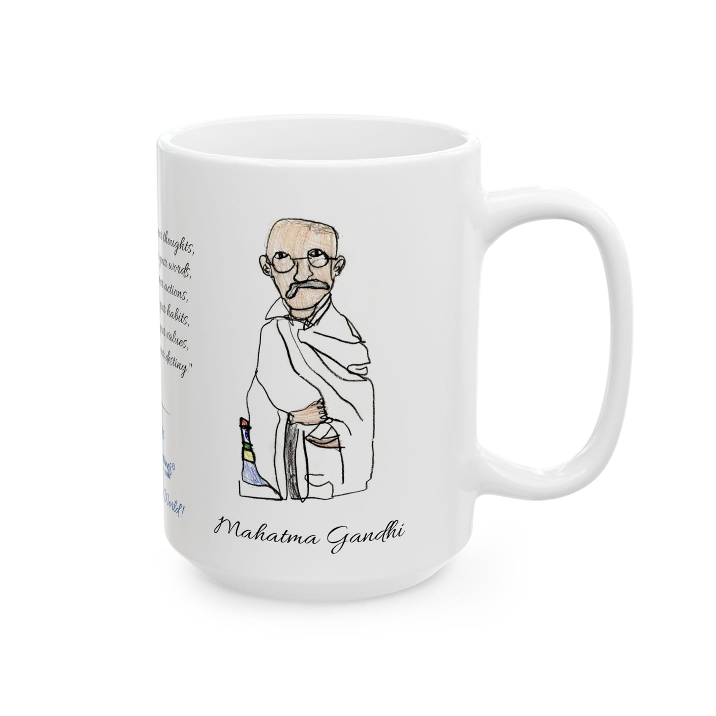 Gandhi - Ceramic Mug - White - 11 oz & 15 oz - (English Version)