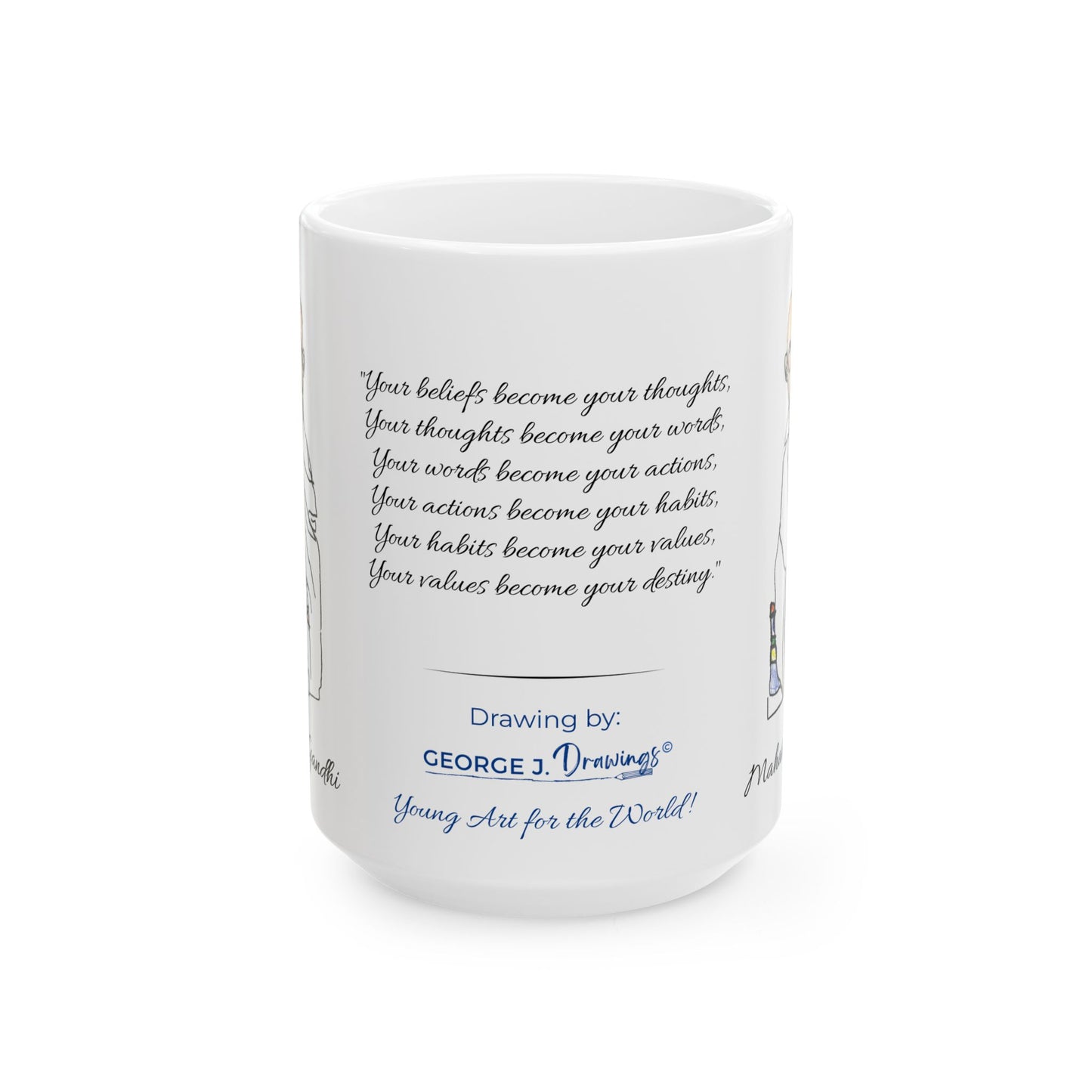 Gandhi - Ceramic Mug - White - 11 oz & 15 oz - (English Version)